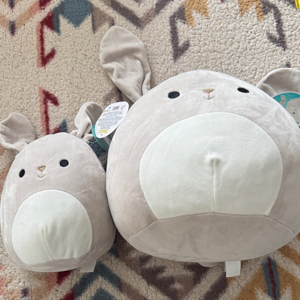 Squishmallows Gray and White Bunny Plush Set